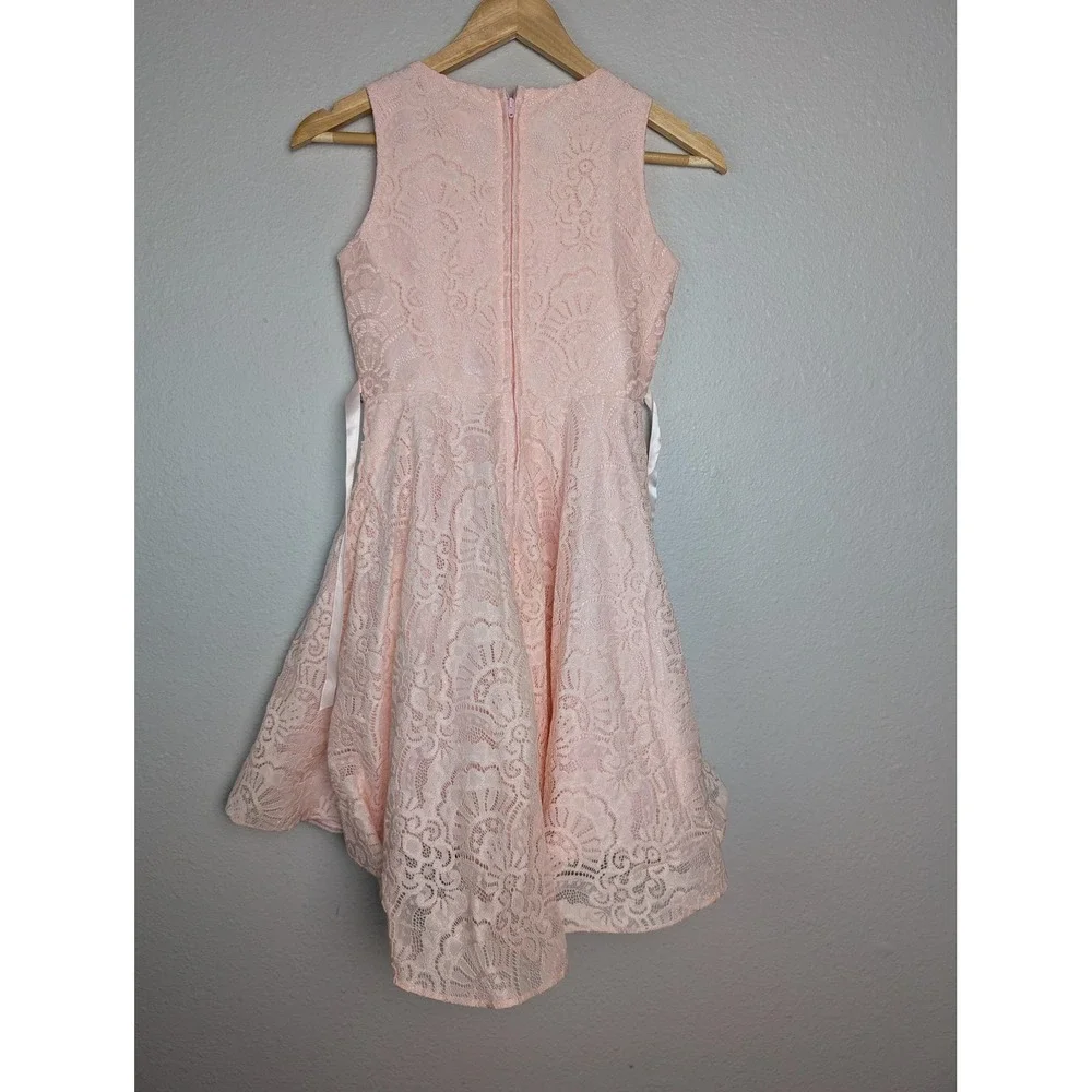 Emily Rose Dress Girls 12 Pink Lace Sleeveless‎ Flare Rhinestone Party Wedding